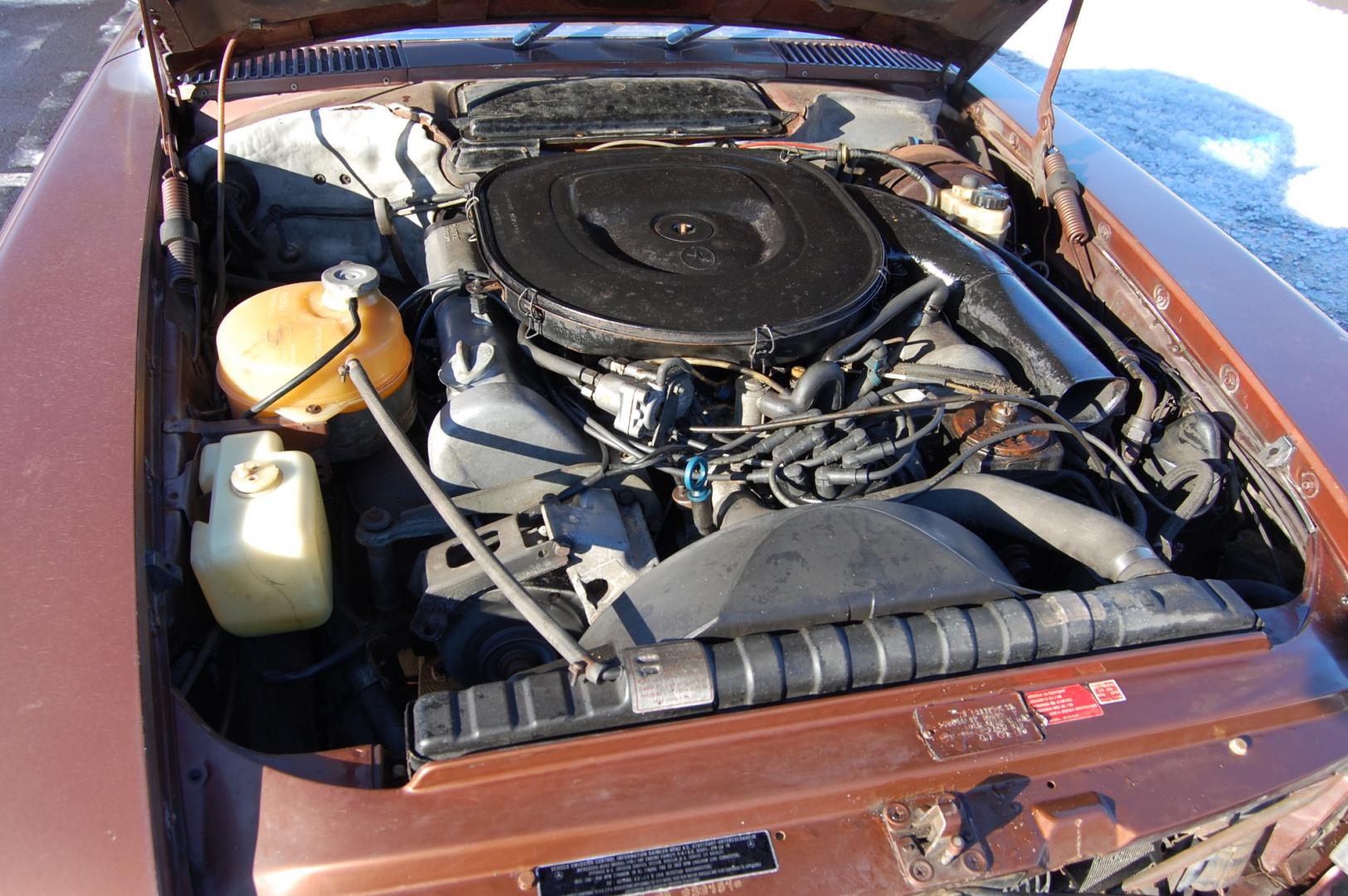 1976 Brown /Brown Leather Mercedes-Benz 450SL (10704412030) with an 4.5L V8 engine, Automatic transmission, located at 6528 Lower York Road, New Hope, PA, 18938, (215) 862-9555, 40.358707, -74.977882 - Here we have a nice 1976 Mercedes 450SL convertible with a 4.5L V8 engine putting power to the rear wheels via an automatic transmission. Some options on this vehicle include brown leather, wood trim, power windows, removable hard top, heat, A/C, AM/FM radio, cruise control, wood steering wheel, 14 - Photo#20